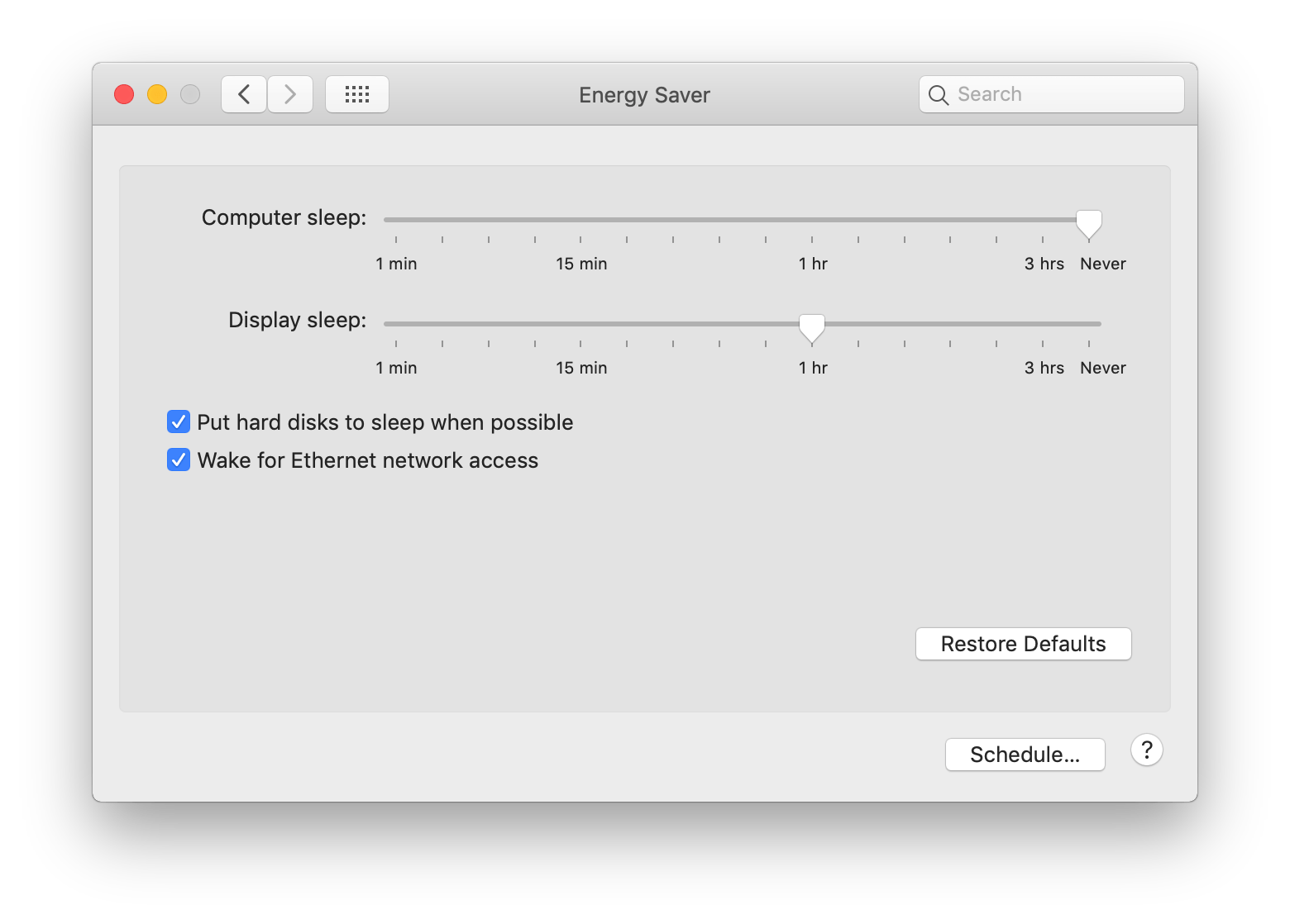 Disabling sleep